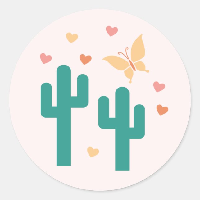 Boho Cactus Valentine's Day Sticker (Front)