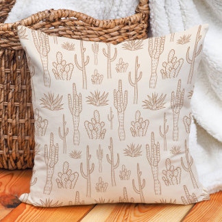 Boho Cactus Western Southern Desert Warm Neutral Cushion