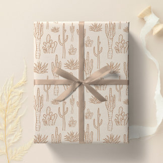 Boho Cactus Western Southern Desert Warm Neutral Wrapping Paper
