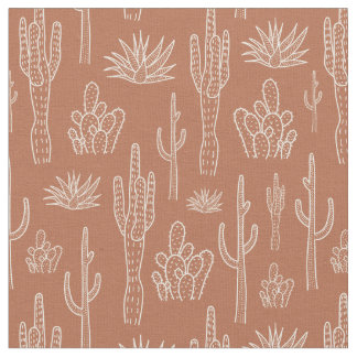 Boho Cactus Western Southern Warm Neutral Clay Fabric