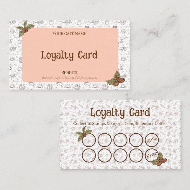 Boho Cafe Loyalty Card Stamp (Front/Back)