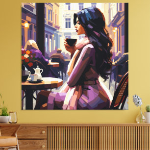 Boho Café Woman Canvas Print