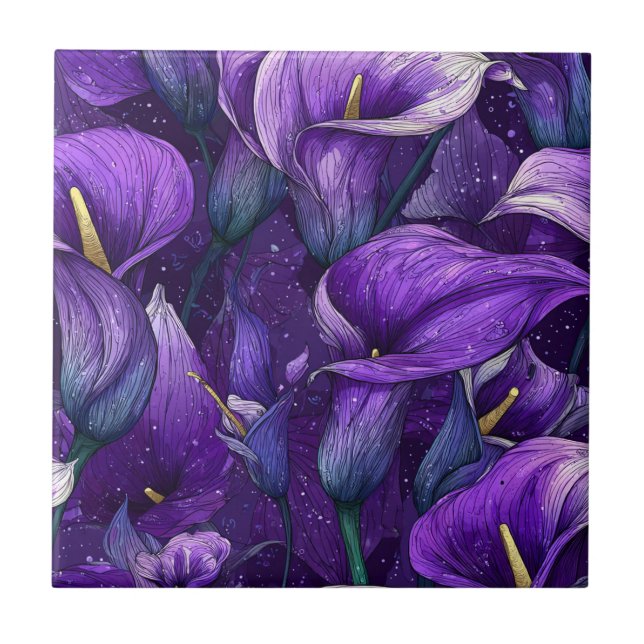 Boho Calla Lily Tiles for Durable Floors (Front)