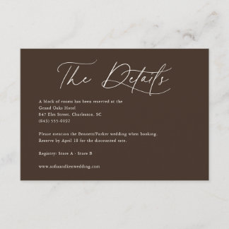 Boho Calligraphy Ivory Wedding Details Enclosure Card