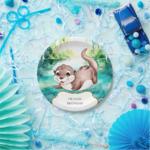 Boho Calm Otter Birthday Paper Plate