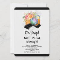 Boho Camera & Florals Watercolor Birthday