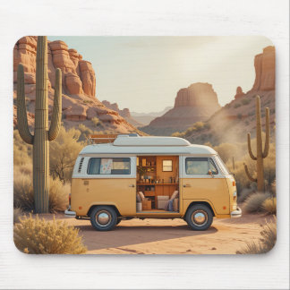 Boho Camper Van Desert Print Mouse Pad