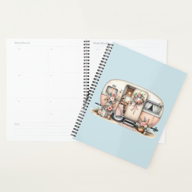 Boho Camper with Floral Wreath & Pastels Pink Planner (Display)