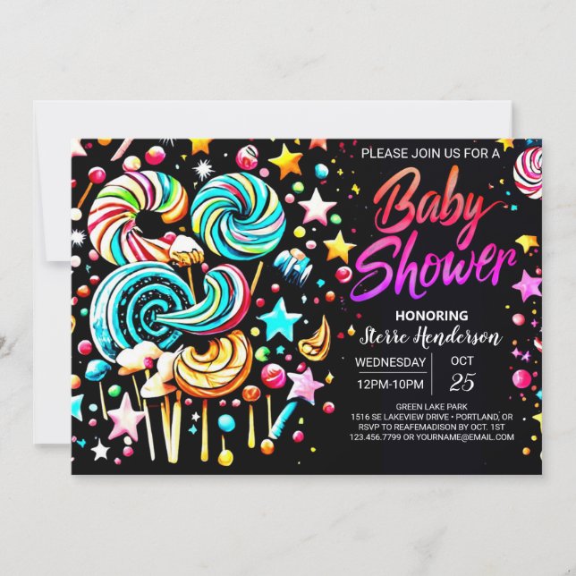 Boho Candyland Serenity Baby Shower Invitation (Front)