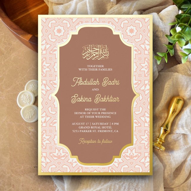 Boho Caramel Arabesque Pattern Muslim Wedding Gold (Creator Uploaded)