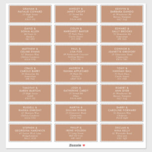 Boho Caramel Mocha Wedding Guest Address Labels