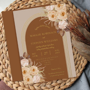 Boho Caramel Roses Dried Grasses Wedding