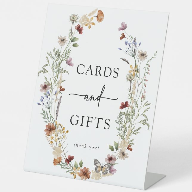 Boho Card and Gifts Pedestal Sign (Elegant Boho Wildflower Card and Gifts Pedestal Sign by Painted Paperie
)