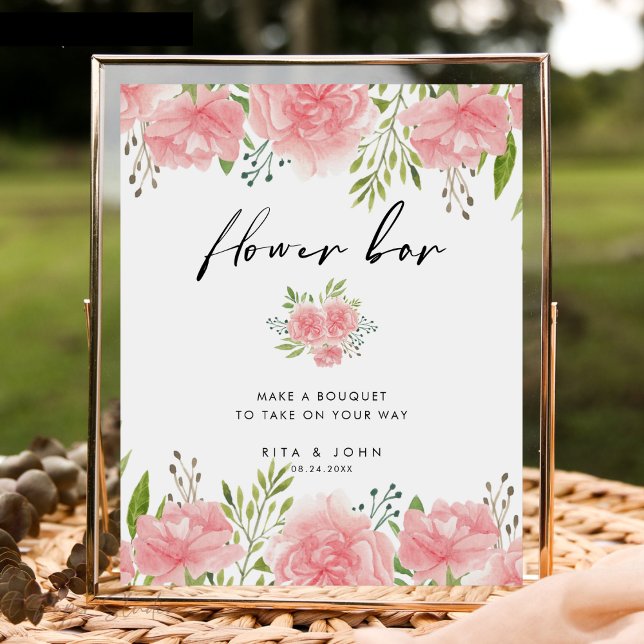 Boho Carnation Script Flower Bar Wedding Sign (Creator Uploaded)