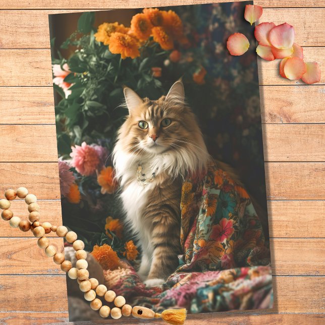 Boho Cat in Florals 2 Decoupage Paper (Creator Uploaded)