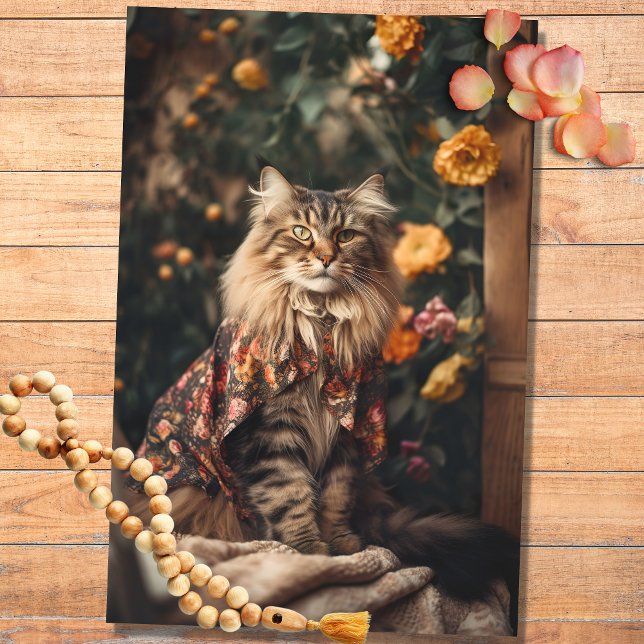 Boho Cat in Florals 4 Decoupage Paper (Creator Uploaded)