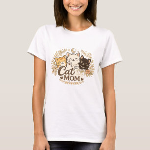 Boho Cat Mom T-Shirt Cute Cats Floral BohT-Shirt