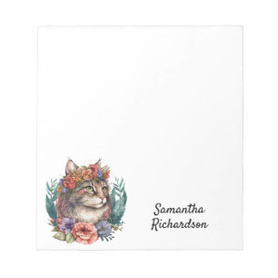 Boho Cat Personalised Watercolor Notepad
