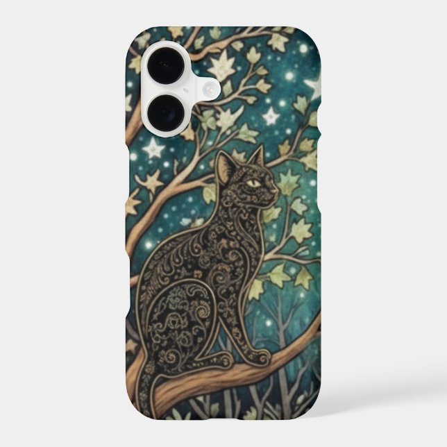 Boho cat starry night sky woodland forest (Back)