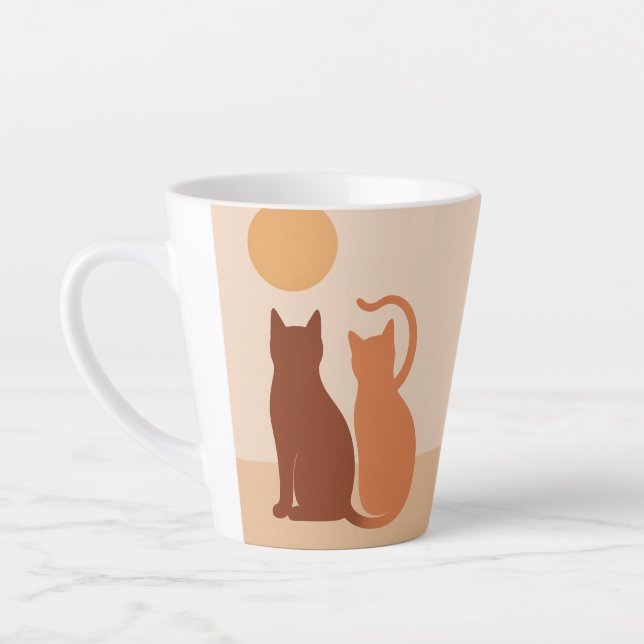 Boho Cats Sunset Desert Latte Mug (Left)