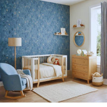 Boho Celestial Botanical Dusty Blue Pattern