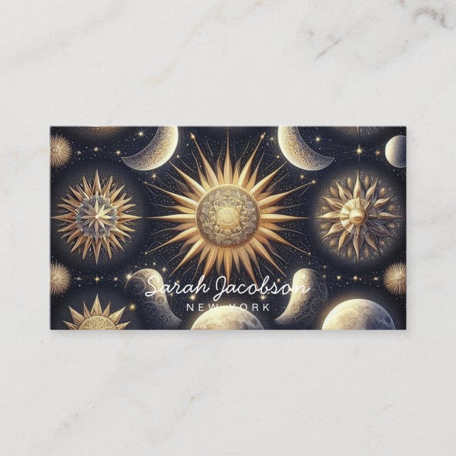 Boho Celestial Business Card – Cosmic Night Sky (Front)