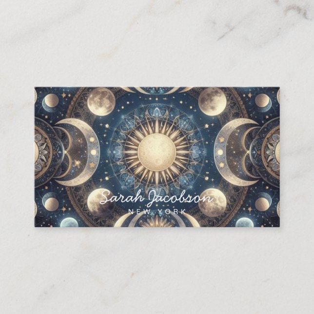 Boho Celestial Business Card – Cosmic Night Sky (Front)