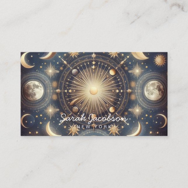 Boho Celestial Business Card – Cosmic Night Sky (Front)