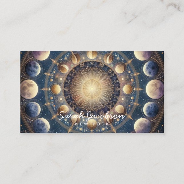 Boho Celestial Business Card – Cosmic Night Sky (Front)