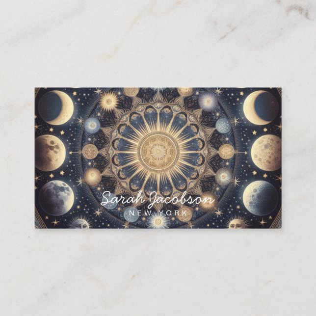 Boho Celestial Business Card – Cosmic Night Sky (Front)
