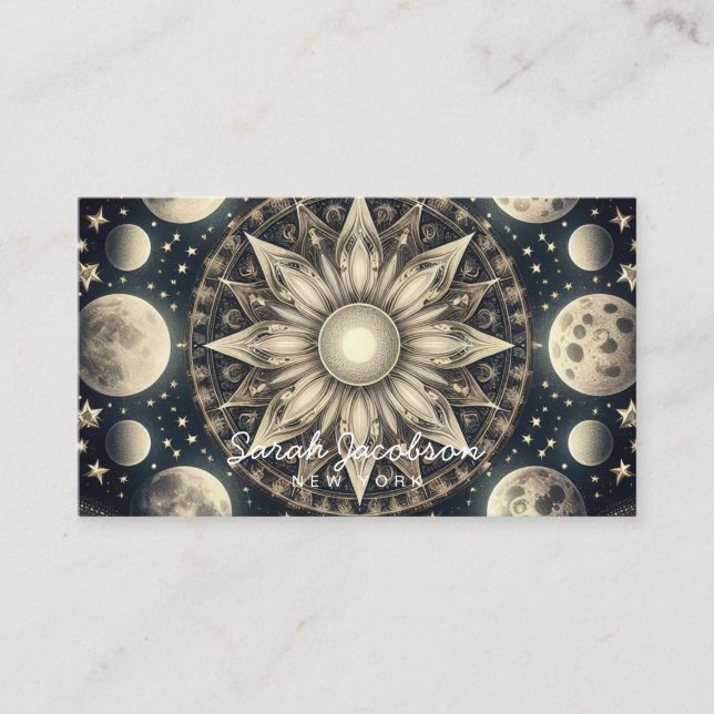 Boho Celestial Business Card – Cosmic Night Sky (Front)
