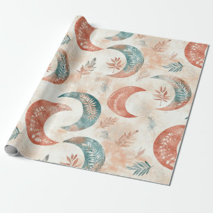 Boho Celestial Floral Moon Pattern (2) Wrapping Paper