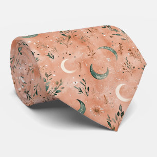 Boho Celestial Floral Moon Pattern (4) Tie