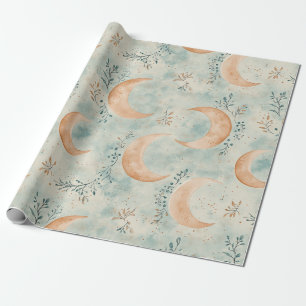 Boho Celestial Floral Moon Pattern (8) Wrapping Paper