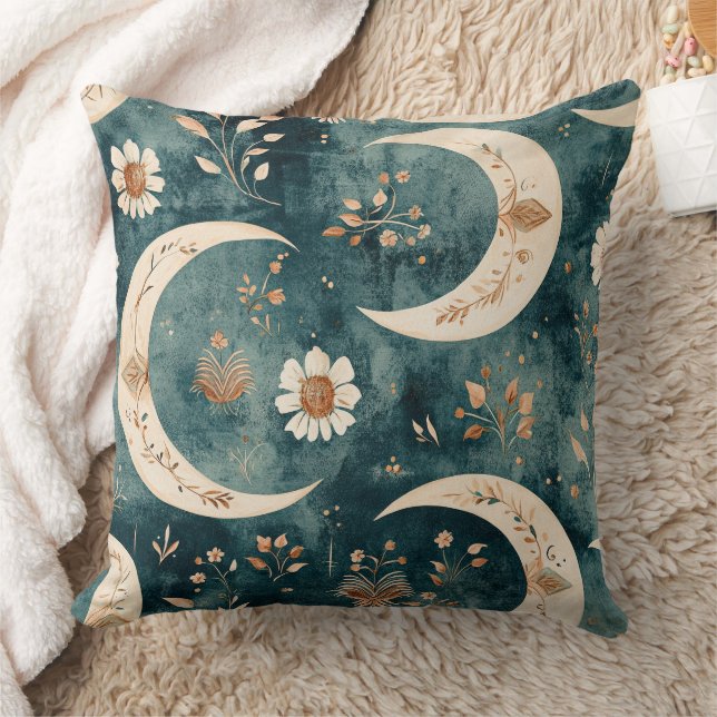 Boho Celestial Floral Moon Pattern (9) Cushion (Blanket)