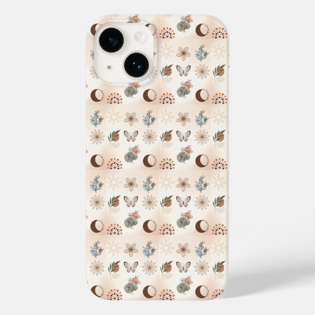Boho Celestial Floral Pattern Case-Mate iPhone Case (Back)
