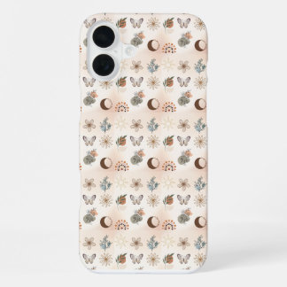 Boho Celestial Floral Pattern iPhone 16 Plus Case