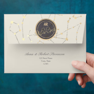 Boho Celestial Gold Wedding Envelope