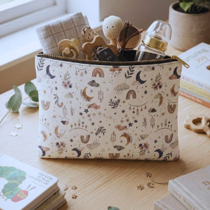 Boho Celestial Makeup Pouch Neutral Moon and Star