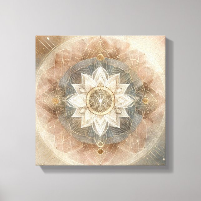 Boho Celestial Mandala in Soft Harmony Canvas Print (Front)