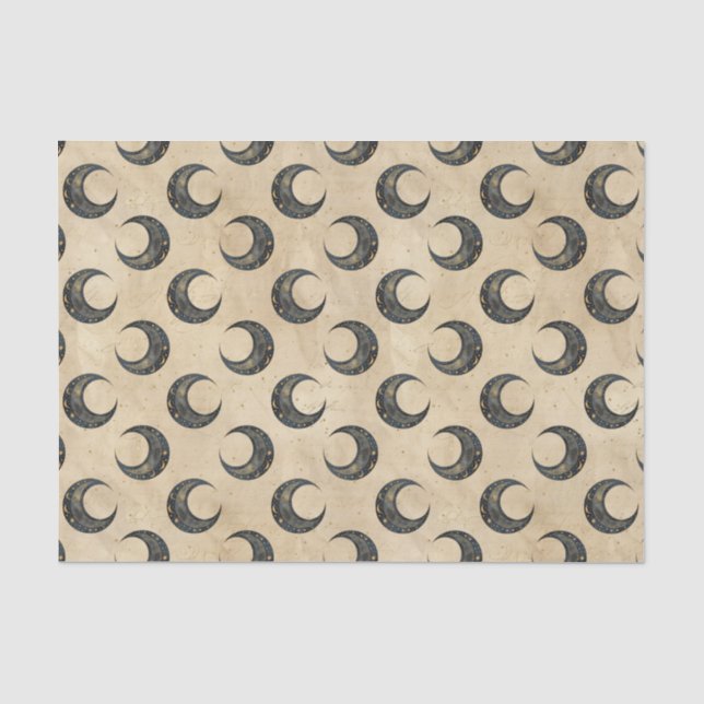 Boho Celestial Moon Gold Pattern Tissue Paper (Front)