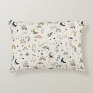 Boho Celestial Nursery Neutral Moon and Stars Decorative Cushion