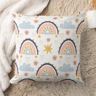 Boho Celestial Rainbows & Starbursts Pattern Cushion