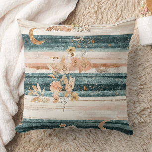 Boho Celestial Stripe in Teal for Free Spirits Cushion