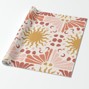 Boho Celestial Sun and Moon Garden Wrapping Paper