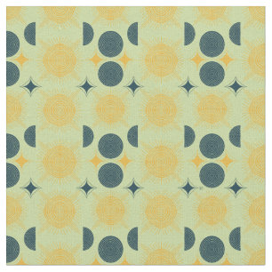 Boho Celestial Sun Moon Mint Pattern Fabric