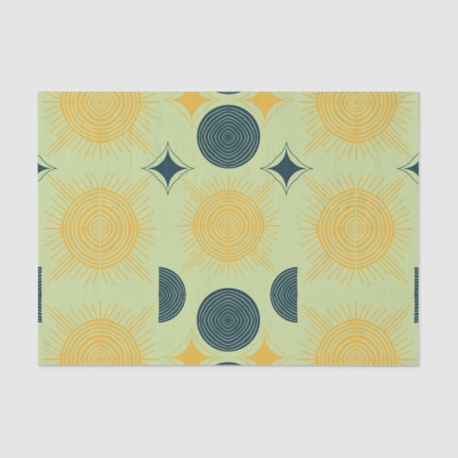 Boho Celestial Sun Moon Mint Tissue Paper (Front)