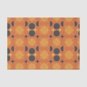 Boho Celestial Sun Moon Orange Pattern  Tissue Paper