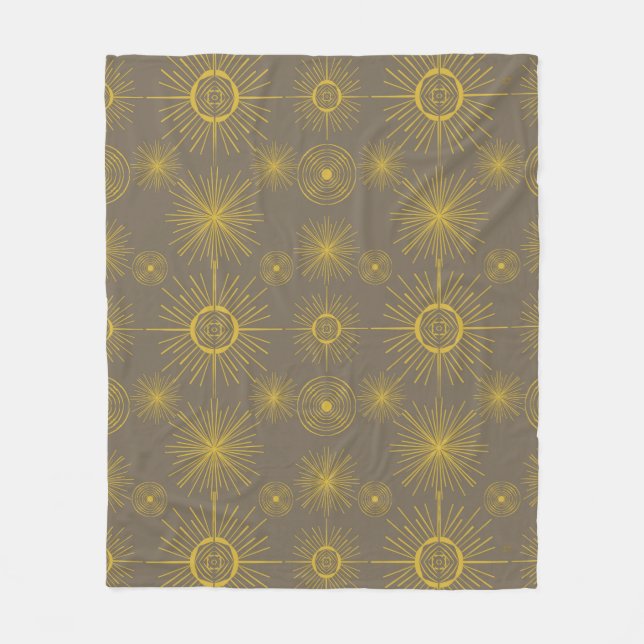 Boho Celestial Sun Stars Grey Pattern   Fleece Blanket (Front)