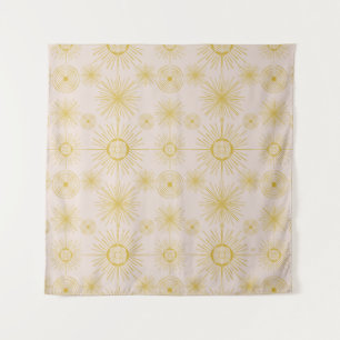 Boho Celestial Sun Stars Ivory Pattern Tapestry